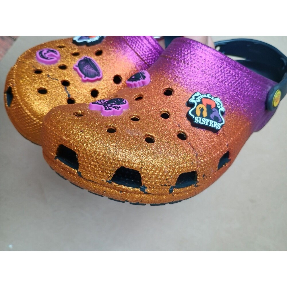 Disney Parks Halloween Hocus Pocus Crocs Sz US Mens 8 Women's 10 Purple Orange - Picture 6 of 6
